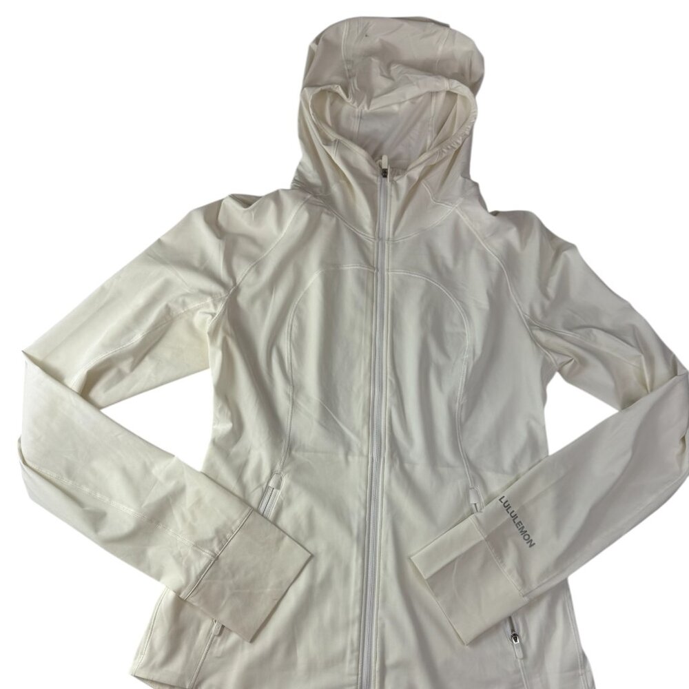 LULULEMON Lightweight Jacket Full Zip.  Ivory Cream White.  Hooded Hoodie Long 6
